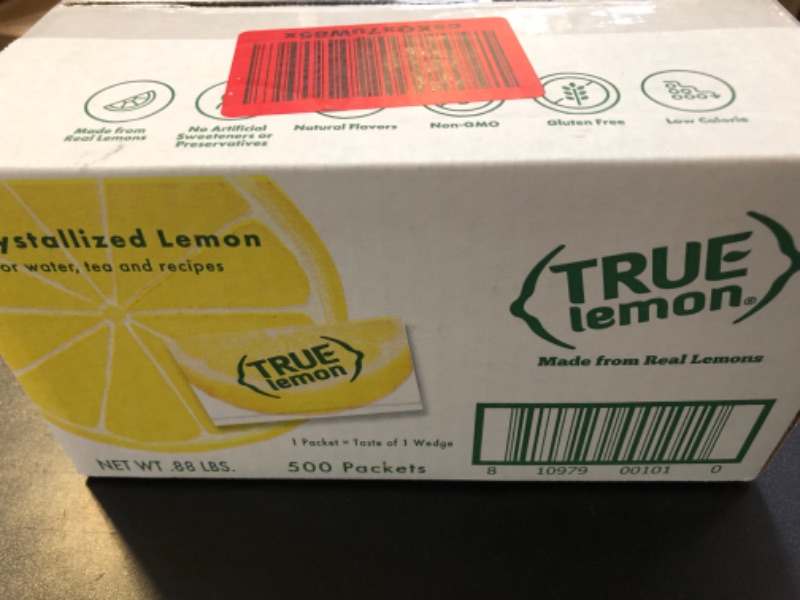 Photo 2 of 09/25/2027------True Lemon Water Enhancer Packets - Sugar-Free, 0 Calorie Drink Mix with Real Lemon Flavor (Bulk Pack of 500)