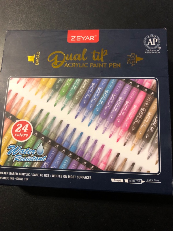 Photo 2 of ZEYAR Dual Tip Acrylic Paint Pens 24 Colors