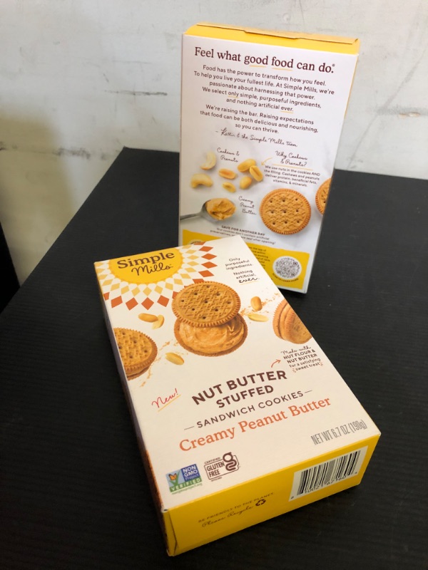 Photo 2 of exp date 11/2024--2pack Simple Mills Creamy Peanut Butter Sandwich Cookies - Gluten Free, Vegan, Healthy Snacks, 6.7 Ounce 