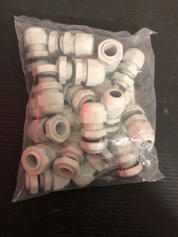 Photo 2 of AIRIC 20 Pcs 3/8" NPT Cable Glands Nylon PA66, IP68 Waterproof Adjustable Power Strain Relief Cord Grips, Junction Box Wire Gland Grip Connectors with Gaskets and Locknut, White