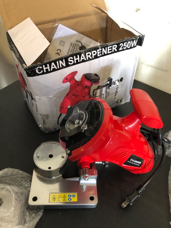 Photo 2 of Hanaluae 250W Electric Chainsaw Sharpener Portable Bench Grinder Professional Chainsaw Grinder 8400RPM 110V Electric Chainsaw Sharpener for 11.5-22 inch Chain & Electric Saw Chain