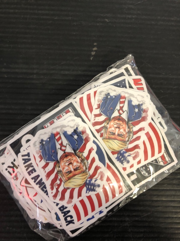 Photo 1 of 100pcs Donald Trump Stickers, Trump 2024 Stickers Trump Merchandise USA Flag Decals American Flag Aesthetic Vinyl Waterproof Stickers for Laotop Water Bottle Phone Luggage Skateboard…