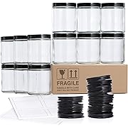 Photo 1 of 12 Pack, 8 OZ Thick Glass Jars with Lids, Clear Candle Jars with 12 Metal & 12 Plastic Lids - Empty Round Food Storage Containers, Canning Jar For Spice, Powder, Liquid