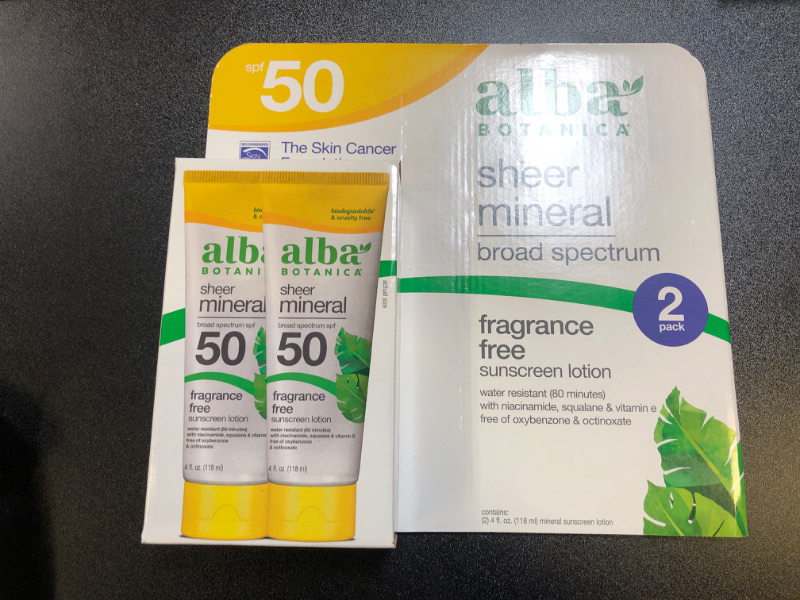 Photo 2 of Alba Botanica Mineral Sunscreen Lotion, Broad Spectrum SPF 50 Sunscreen, Water Resistant and Biodegradable, 4 fl. oz. (Pack of 2)