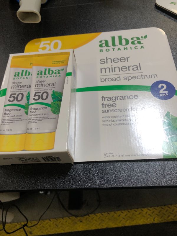 Photo 2 of Alba Botanica Mineral Sunscreen Lotion, Broad Spectrum SPF 50 Sunscreen, Water Resistant and Biodegradable, 4 fl. oz. (Pack of 2)