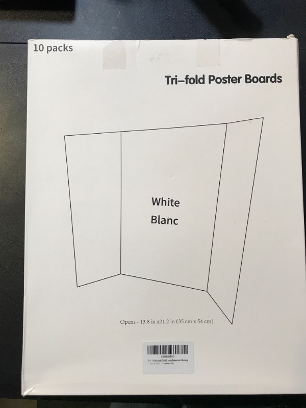 Photo 2 of 10 Pcs Small Trifold Poster Board 21.2x13.8 White Display Boards can be used for Presentations,Projects,Booths,Science Fairs,as Well as Offices,Poster Board with Double Sided Tapes and Cardboard