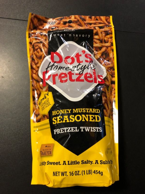 Photo 1 of Dot's Pretzels Honey Mustard Seasoned Pretzel Twists, Healthy Kids Snacks, 16oz Grocery Sized Bag Honey-Mustard 1 Pound (Pack of 1)