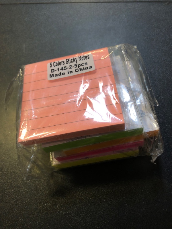 Photo 1 of Skycase Sticky Notes, 5 Pads Colored Lined Sticky Notes,3x3 inch Sticky Note Pads, Self Sticky Notes with Line Colorful Post Memos for Office, School and Home, 100 Sheets*5 Pack