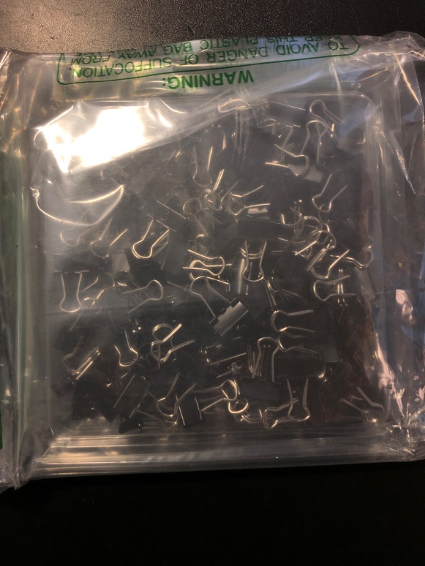 Photo 2 of 120 Pack Mini Binder Clips, Black Binder Clips, Small Paper Clips 15mm 5/8 Inch. Micro Size Office Clips for Home School Office and Business.