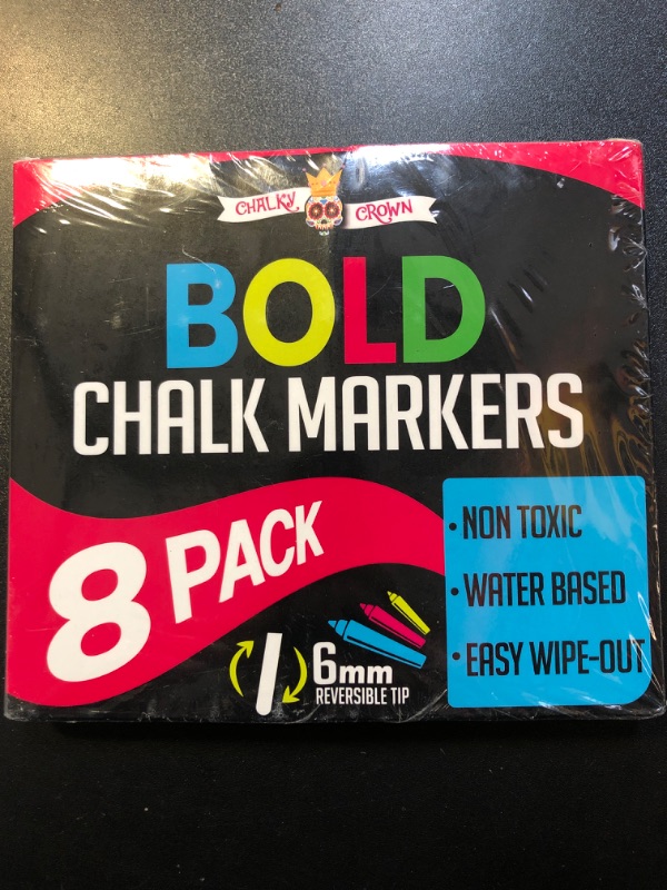 Photo 2 of Bold Liquid Chalk Markers - Dry Erase Marker Pens for Chalkboards, Signs, Windows, Blackboard, Glass, Mirrors - Chalkboard Markers with Reversible Tip (8 Pack) - (Multicolored, 6mm) 6mm - 8 Pack