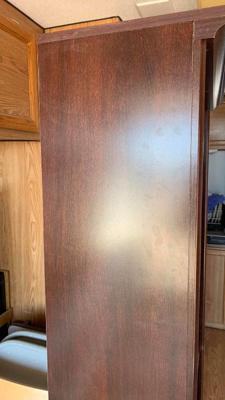 Photo 2 of 4 SHELF TALL CHERRY WOOD LAMINATE 4 SHELF BOOKCASE 29” X 13” H 71”