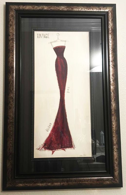 Photo 8 of WOOD FRAMED, “LADY IN RED LONDON - MILAN ARTWORK  28 1/2” x 46 1/2”