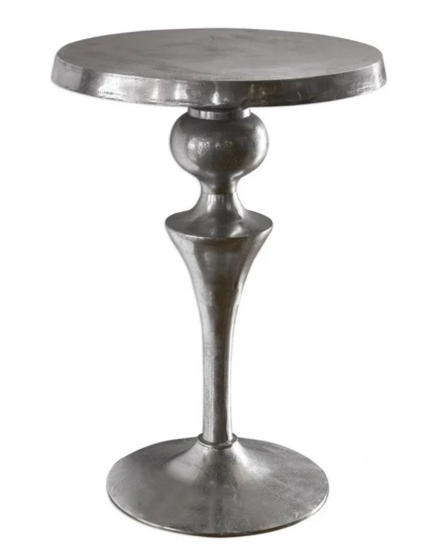 Photo 1 of UTTERMOST NOLAND ACCENT TABLE SILVER METAL SIDE TABLE FROM LEMONTREE HOME DESIGN 21” x 29 1/2”