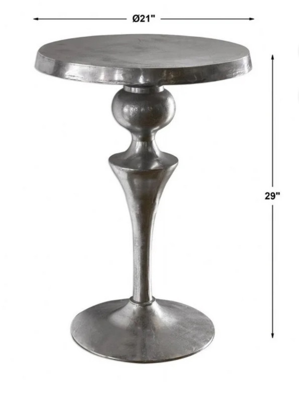 Photo 4 of UTTERMOST NOLAND ACCENT TABLE SILVER METAL SIDE TABLE FROM LEMONTREE HOME DESIGN 21” x 29 1/2”