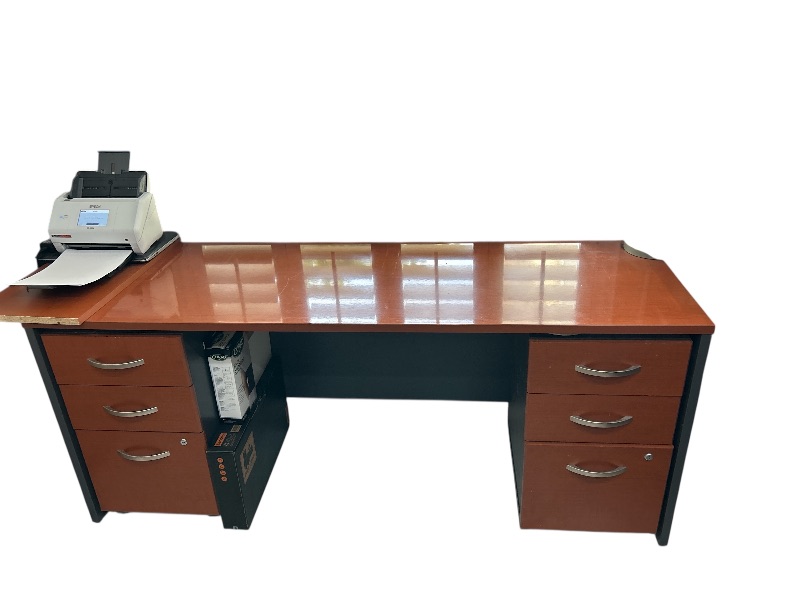 Photo 1 of EXECUTIVE WOOD DESK WITH FILE DRAWERS 70” x 23 1/2” H30”