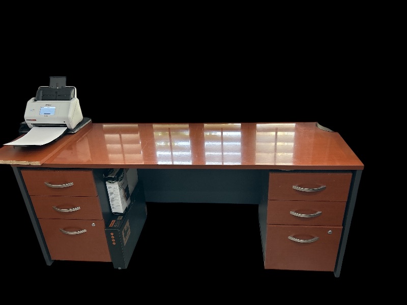 Photo 1 of EXECUTIVE WOOD DESK WITH FILE DRAWERS 70” x 23 1/2” H30”