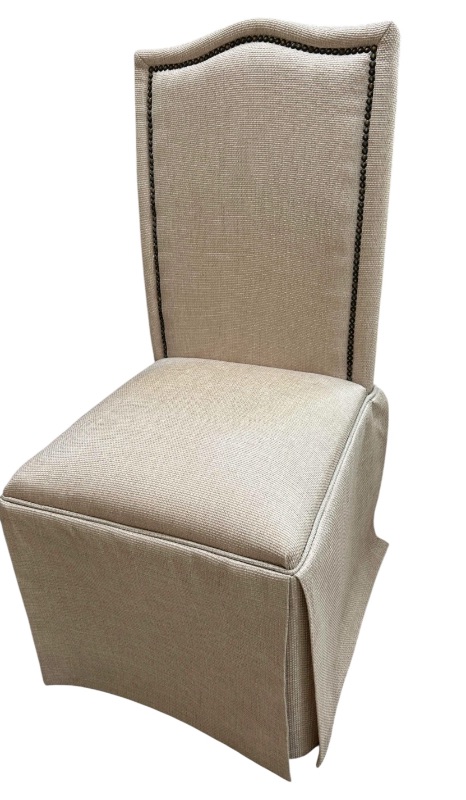 Photo 1 of BEIGE UPHOLSTERED CHAIR WITH NAILHEADS H42”