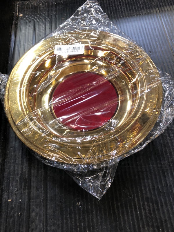 Photo 2 of Steadfast Selections - (Offering Plate Red Premium Gold Stainless Steel Offering Plates for Church | Offering Trays | Church Collection Plate | Church Offering Plates