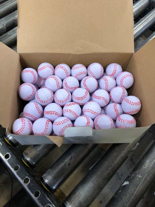 Photo 2 of 100 Pieces Mini Stress Balls 1.57 Inch Sports Stress Balls Baseball Stress Ball Mini Baseball Themed Gifts for Sports Game Party Favors, School Carnival Reward, Bag Fillers, Anxiety Relief