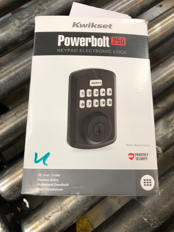 Photo 2 of FOR PARTS *** Kwikset Powerbolt 250 10-Button Keypad Matte Black Transitional Electronic Deadbolt Door Lock, Featuring Convenient keyless Entry, Customizable User Codes and auto Locking Transitional Matte Black