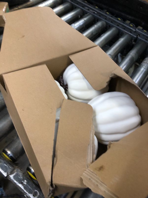 Photo 1 of vensovo 6 Inch Large White Pumpkins for Decorating - 4PCS Big White Foam Decorative Pumpkins for Fall Decor