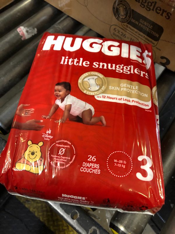 Photo 2 of Huggies Little Snugglers Baby Diapers - size 3 - 26pc