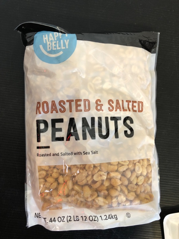 Photo 2 of exp date 10/2024--Amazon Brand - Happy Belly Roasted and Salted Peanuts, 44 ounce (Pack of 1)