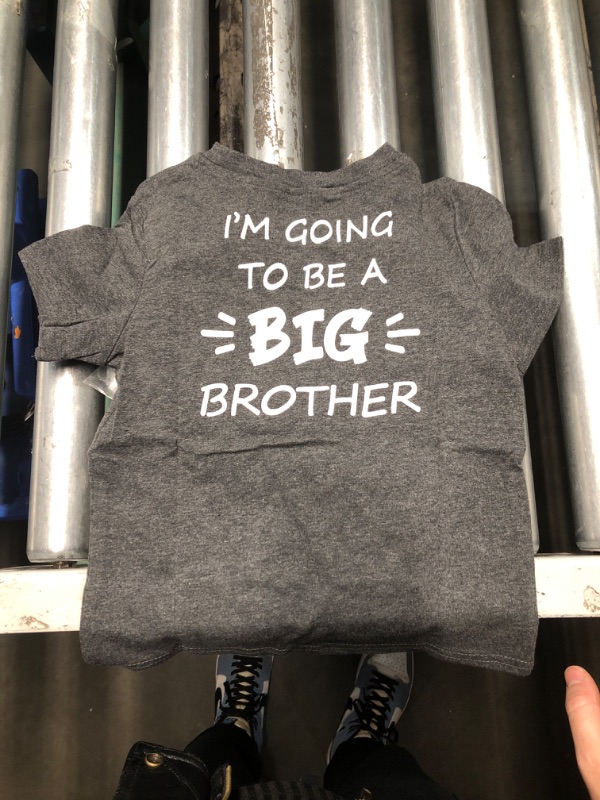 Photo 3 of (READ FULL POST) 1pc Big Brother Announcement Shirt for Toddler Big Bro Shirt Boy Promoted to Best Big Brother Short Sleeve Tops (Charcoal Black, 110) 