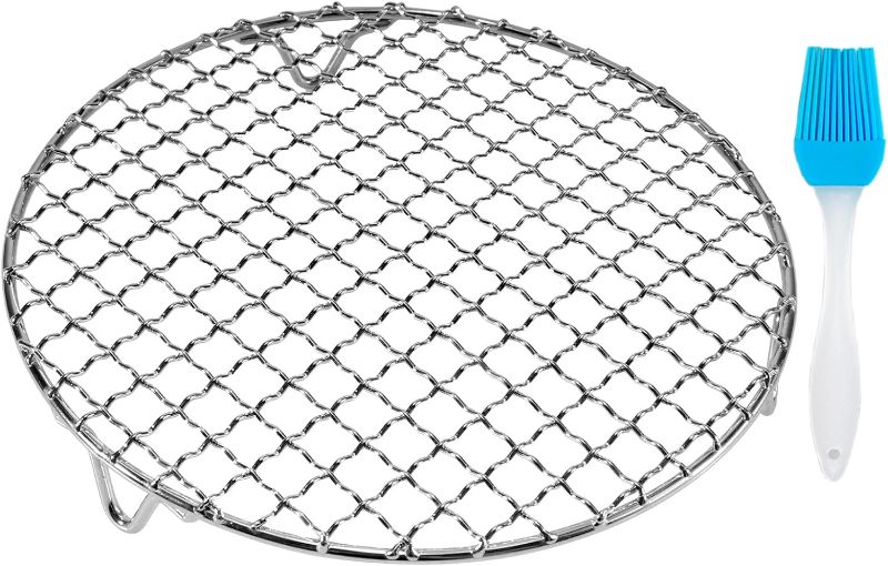 Photo 1 of 3 Round Cooling Rack Stainless Steel Cross Wire Barbecue Grill Net Racks with 3 Legs for Cooking Baking Steaming (8.25 inches)
