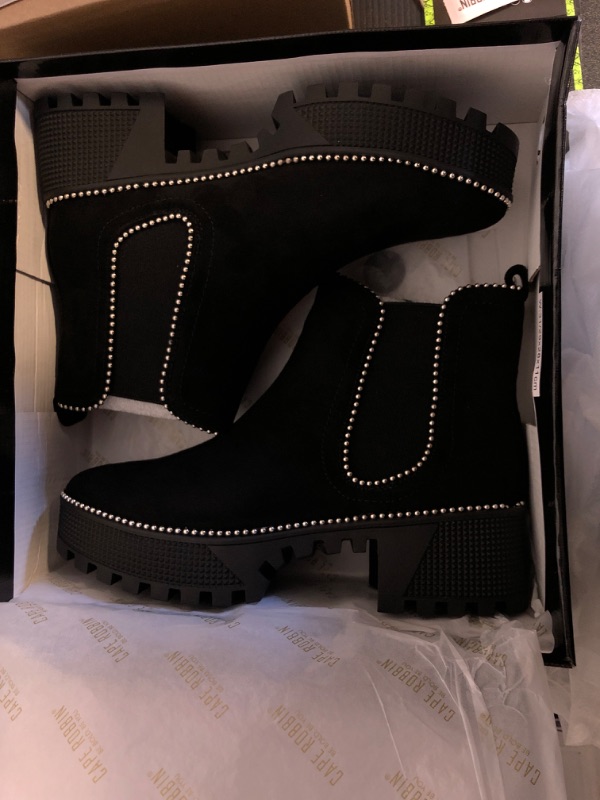 Photo 2 of Cape Robbin Spiky Pull On Womens Combat Boots Black Boots Women, Women's Ankle Boots Black, Studded Platform Combat Boots Women - Black Size 7