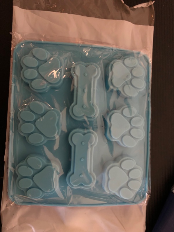 Photo 2 of 2 Pack Food Grade Silicone Dog Treat Molds for Baking Chocolate,Biscuits,Candy,Ice Cube,Dog Treats,Oven Microwave Freezer Dishwasher Safe-1 Blue 1Pink (2)