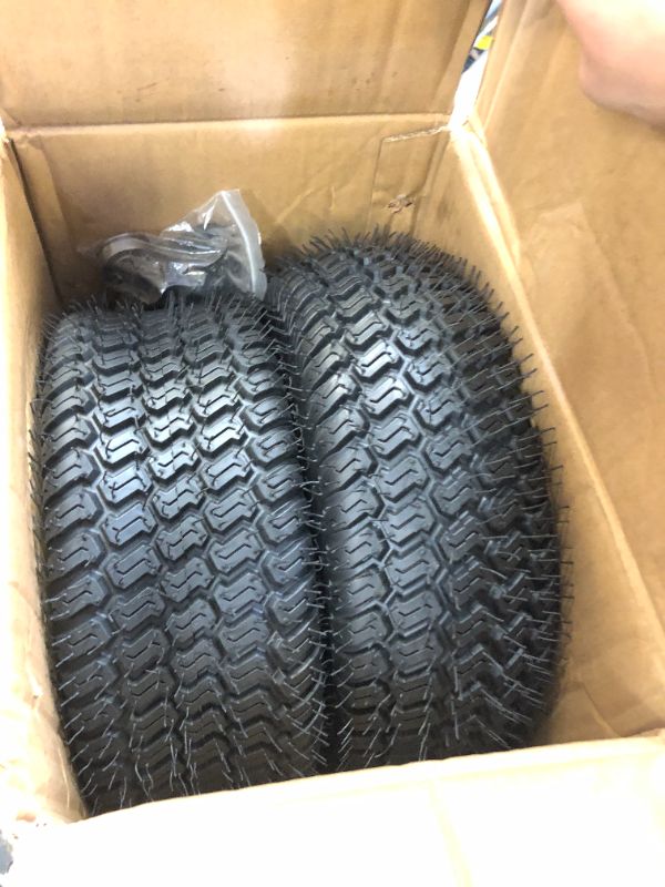 Photo 2 of 13x5.00-6" Lawn Mower Tubeless Tires with Rim,3"-4.5" Centered Hub, 3/4" & 5/8" Bearings, Front Tire and Wheel Assembly for Riding Lawnmower Garden Turf Mowers