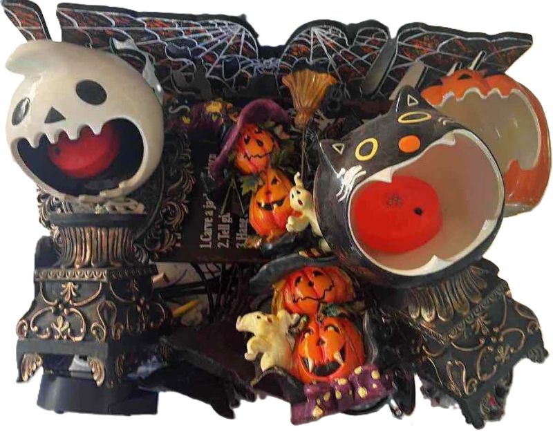 Photo 1 of CONTENTS OF TOTE HALLOWEEN DECORATIONS 12” CANDLEABRA