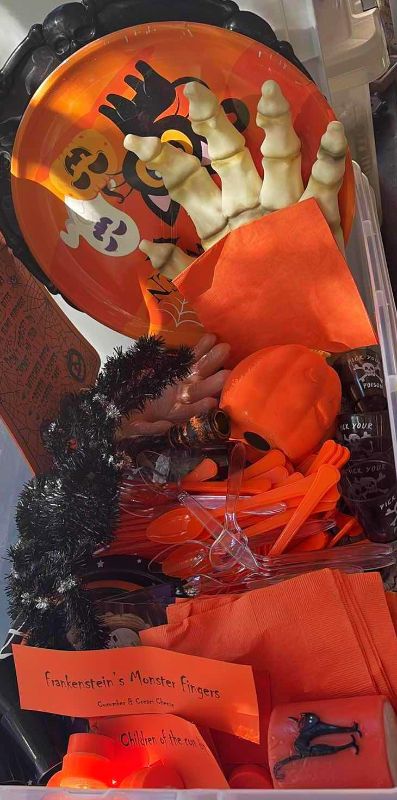 Photo 1 of CONTENTS OF TOTE KITCHEN HALLOWEEN DECORATIONS