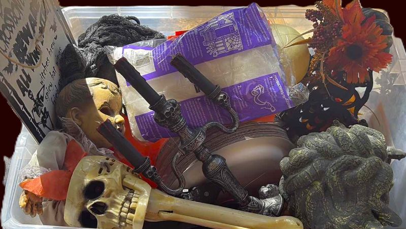 Photo 1 of CONTENTS OF TOTE HALLOWEEN DECORATIONS