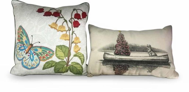 Photo 1 of 2 DECORATIVE PILLOWS- BUTTERFLY 15” X 15” AND CHRISTMAS