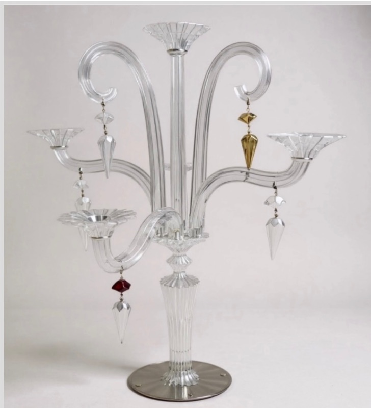 Photo 1 of BACCARAT MILLE NUITS CRYSTAL 5 CANDLE CANDELABRA  H28” WITH 2 ADDITIONAL REPLACEMENT PARTS