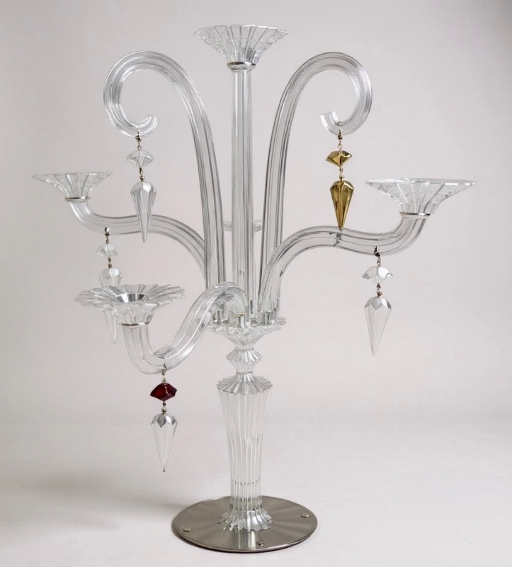 Photo 1 of BACCARAT MILLE NUITS CRYSTAL 5 CANDLE CANDELABRA  H28” WITH 2 ADDITIONAL REPLACEMENT PARTS