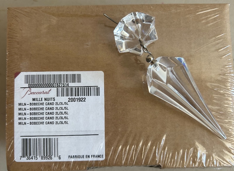 Photo 1 of BACCARAT MILLE NUITS CRYSTAL 5 CANDLE CANDELABRA  H28” WITH 2 ADDITIONAL REPLACEMENT PARTS