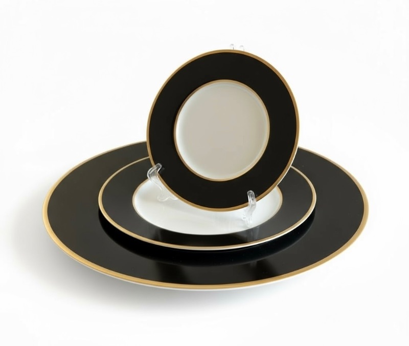 Photo 1 of 3 PC MIKASA BONE CHINA ONYX PLATES 11”, 7.5”, 6.5”