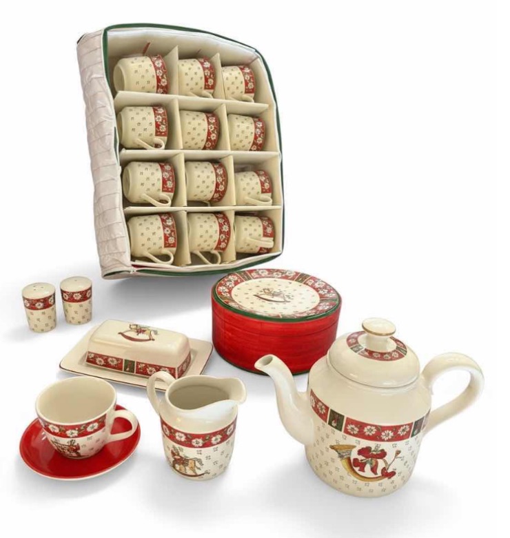 Photo 1 of CHARLTON HALL & CLASSIC TRADITIONS CHRISTMAS SERVING WARE - 10, 7.75” DESSERT PLATES, 12 MUGS, BUTTER DISH AND MORE