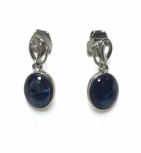 Photo 1 of STERLING SILVER W NATURAL TANZANITE ZOISITE (2 PCS) APPROX 3.68 CTW OVAL CABOCHON DROP EARRINGS GGA CERTIFIED -ER008579
