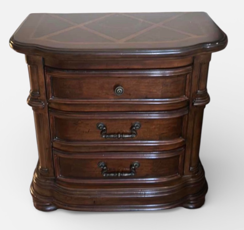 Photo 1 of SIGNATURE DESIGN ASHLEY FURNITURE WOOD 3 DRAWER NIGHTSTAND, 2 DRAWERS ARE CEDAR LINED  29 1/2” x 17” x H30”