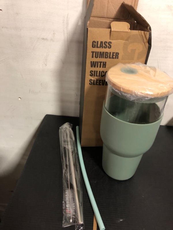 Photo 2 of 32oz Glass Tumbler Bottle with Silicone Sleeve