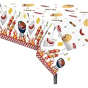 Photo 1 of 1 Pieces BBQ Party Plastic Tablecloth 54 x 87 Inch Long Table Cover, Hamburger BarbecueTeppanyaki Wedding Baby Shower Party Holiday Dinner Picnic