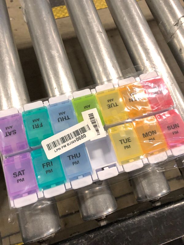 Photo 1 of Am PM Weekly 7 Day Pill Organizer, Sukuos Large Daily Pill Cases with Easy Push
