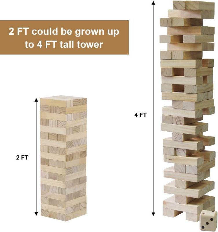 Photo 1 of  54 Pieces Giant Tumble Tower Blocks Game Giant Wood Stacking Game