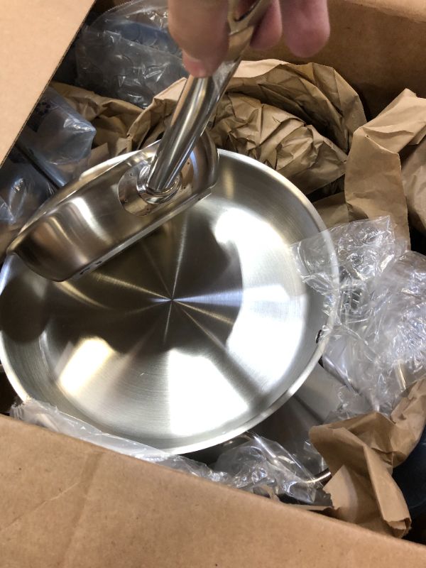 Photo 2 of Amazon Basics 3-Piece Stainless Steel Aluminum-Clad Fry Pan Set with 8", 9 1/2", and 12" (Previously AmazonCommercial brand)