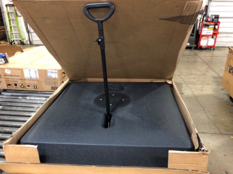 Photo 2 of 300 lbs. HDPE Cantilever Patio Umbrella Base with Wheels in Black


