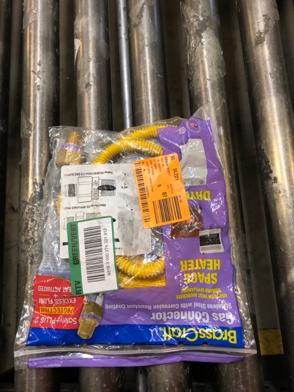 Photo 1 of 1/2 in. MIP x 1/2 in. MIP x 48 in. Gas Connector (3/8 in. O.D.) with Safety+Plus2 Thermal Excess Flow Valve (28,300 BTU)
